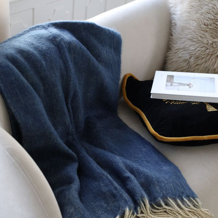 Ullpledd | Mohair mix | 130x170 cm Blågrå