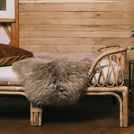 Saueskinn | Lang lugg | 100x60 cm Lysebrun