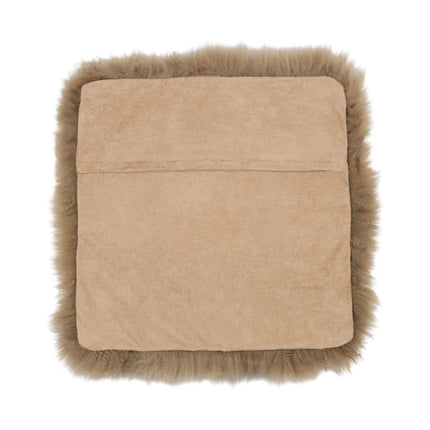Saueskinnspute | Lang ull | Uten fyll | 50x50 cm Lysebrun