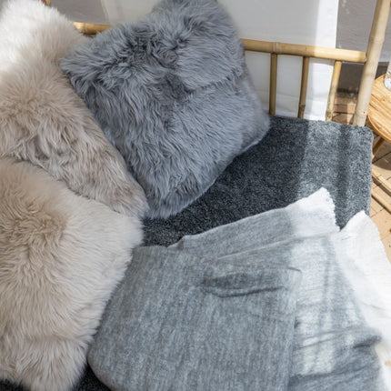 Ullpledd | Mohair mix | 130x170 cm Lys Grå