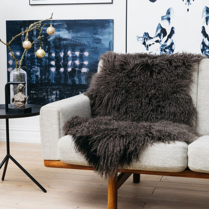 Krøllete saueskinn | tibetansk | 85x50 cm Taupe