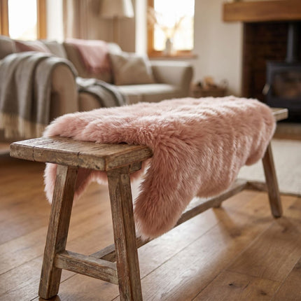 Saueskinn Dobbelt | Lang lugg | 170x60 cm Rosa