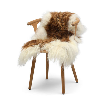 Islandsk saueskinn | Lang ull | 90 cm Brun/Hvit
